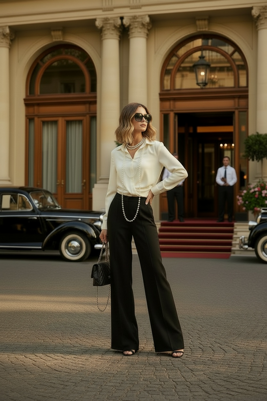 Black Tailored Wide-Leg Pants