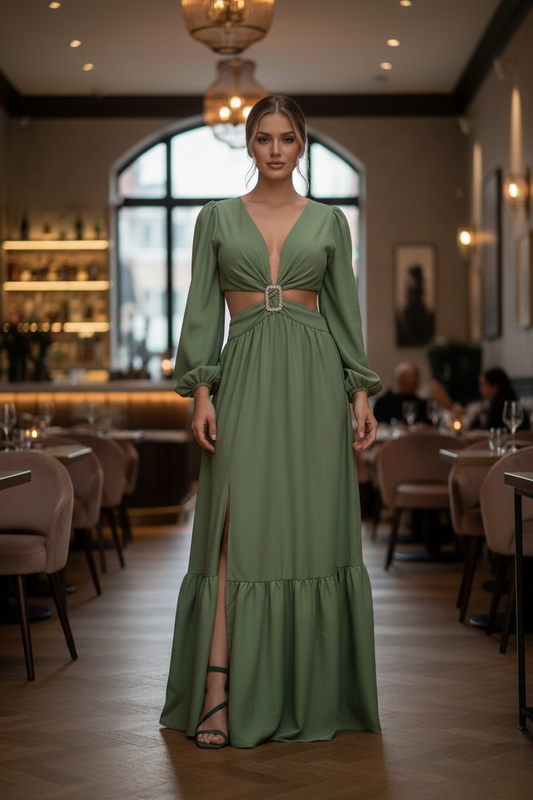 Elegant Satin Rayon Maxi Dress
