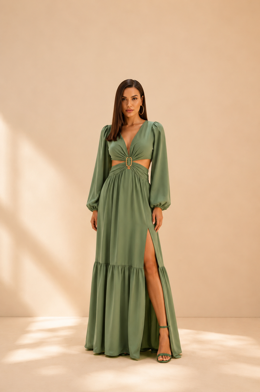 Elegant Satin Rayon Maxi Dress