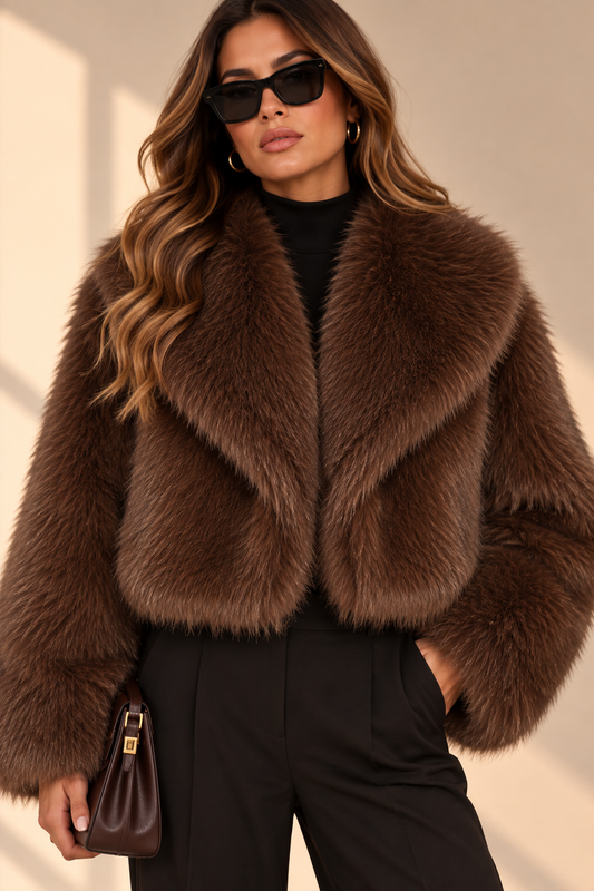 Chocolate Brown Faux Fur Jacket